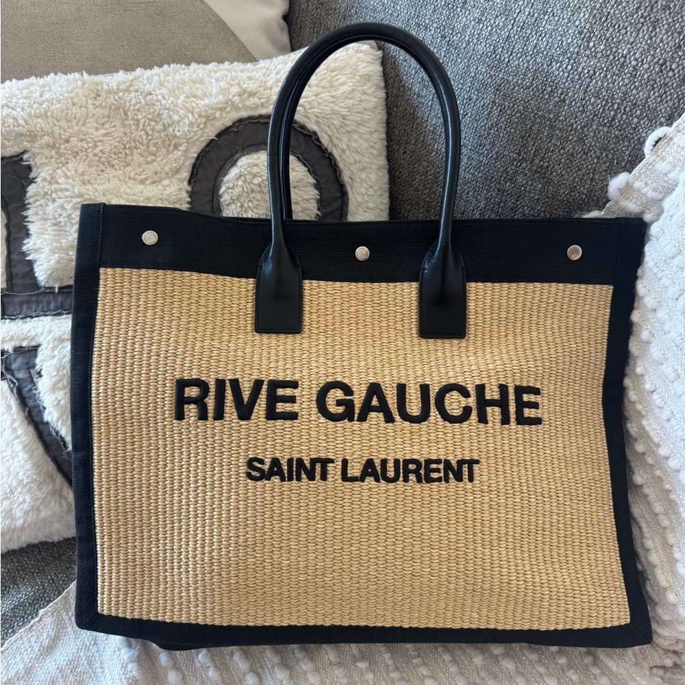 Saint Laurent Rive Gauche Black and Tan Tote